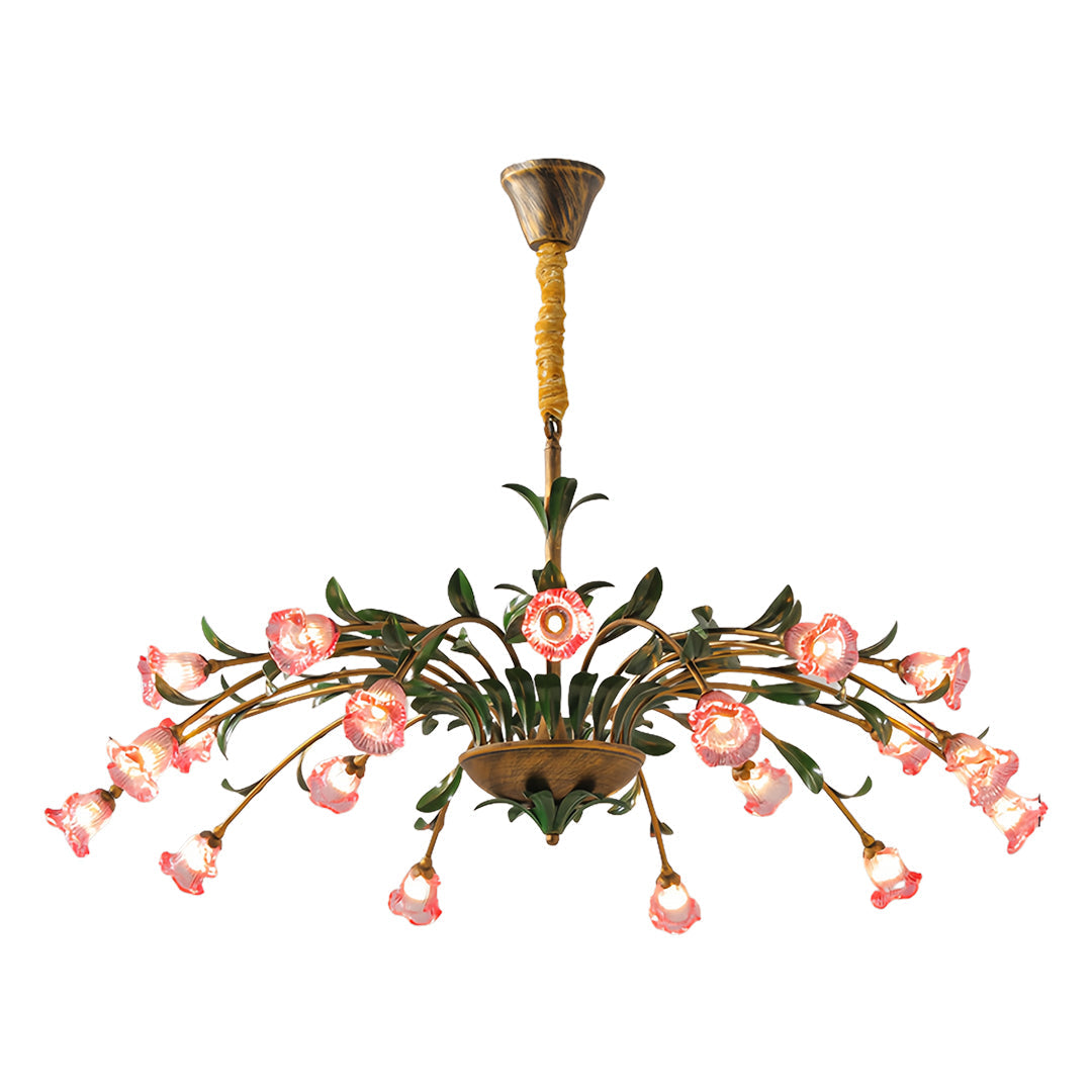 Vintage Floral Branch Chandelier — Iron and Glass, G4 3-Step Dimming, 12 to 35-Head