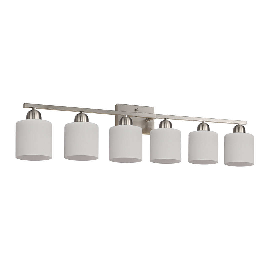 Minimalist Bathroom Vanity Light — Creamy White Glass, Metal Frame, E26, 4/5/6/8/10-Light, Matte Black / Sand Nickel / Copper