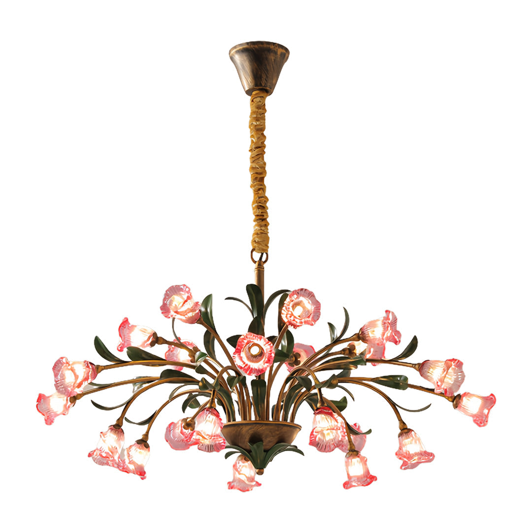 Vintage Floral Branch Chandelier — Iron and Glass, G4 3-Step Dimming, 12 to 35-Head