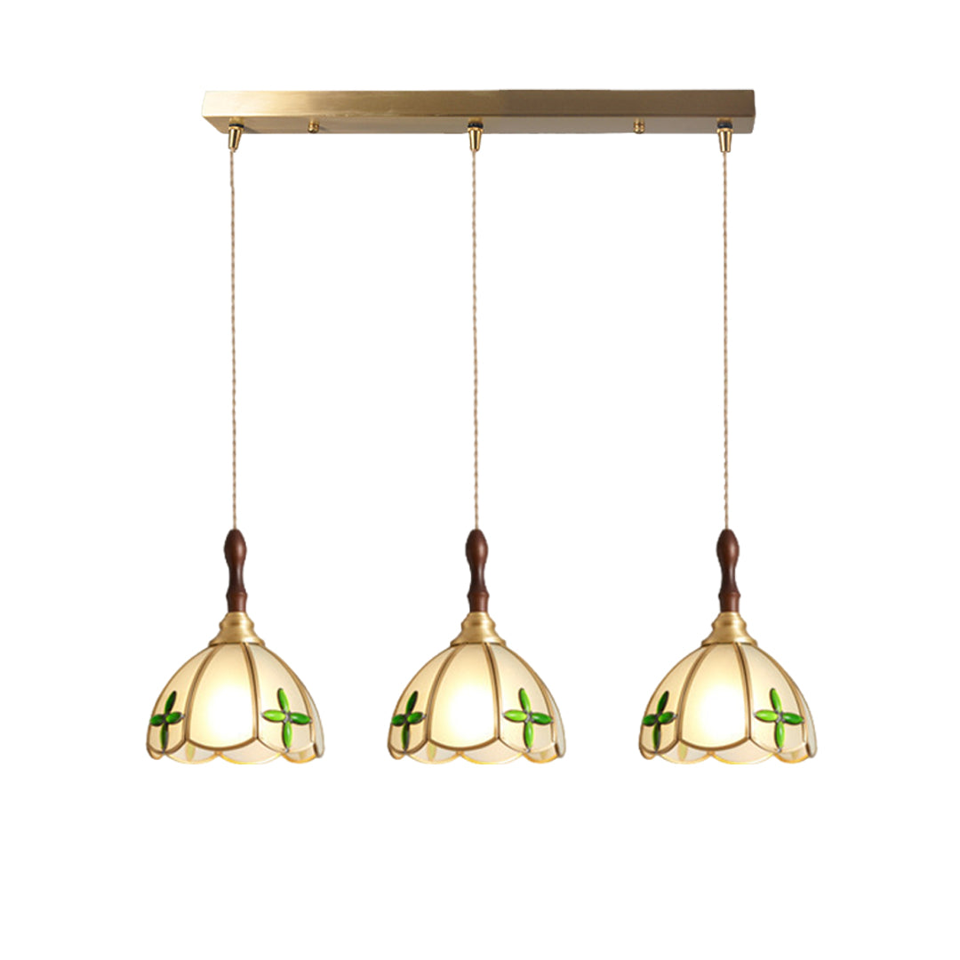 Water Ripple Glass Pendant Light — Full Copper, LED E27, 3-Step Dimming, 1- or 3-Light