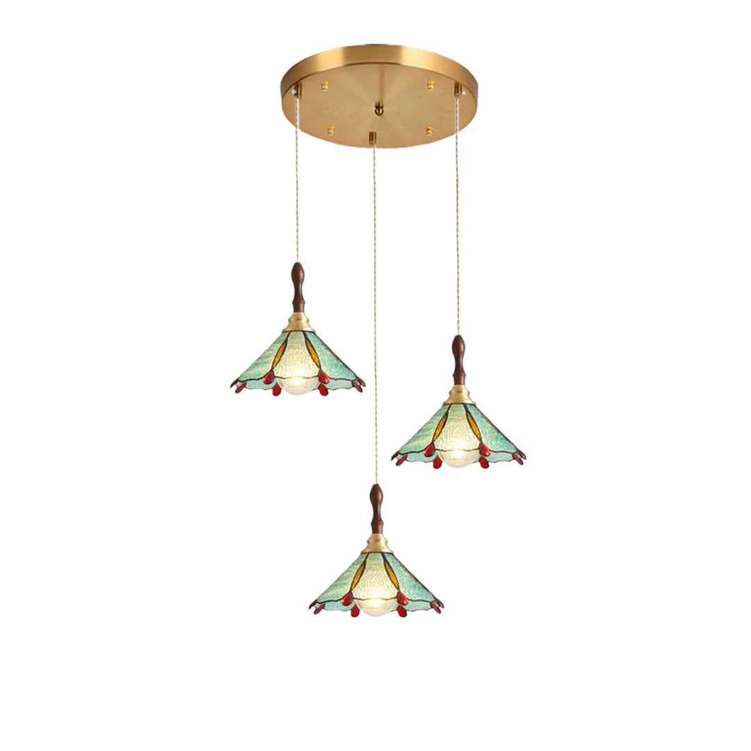 Water Ripple Glass Pendant Light — Full Copper, LED E27, 3-Step Dimming, 1- or 3-Light