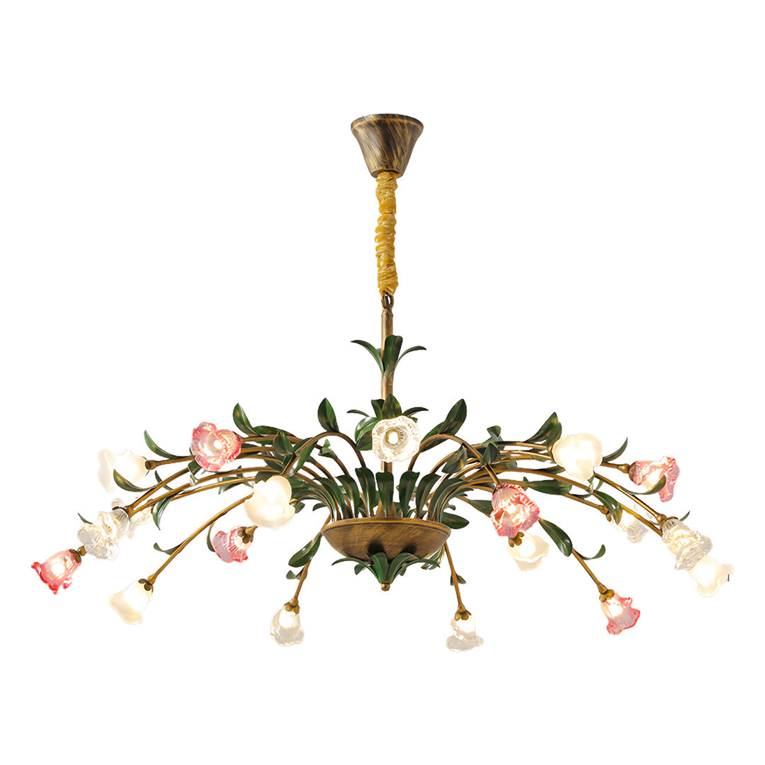 Vintage Floral Branch Chandelier — Iron and Glass, G4 3-Step Dimming, 12 to 35-Head