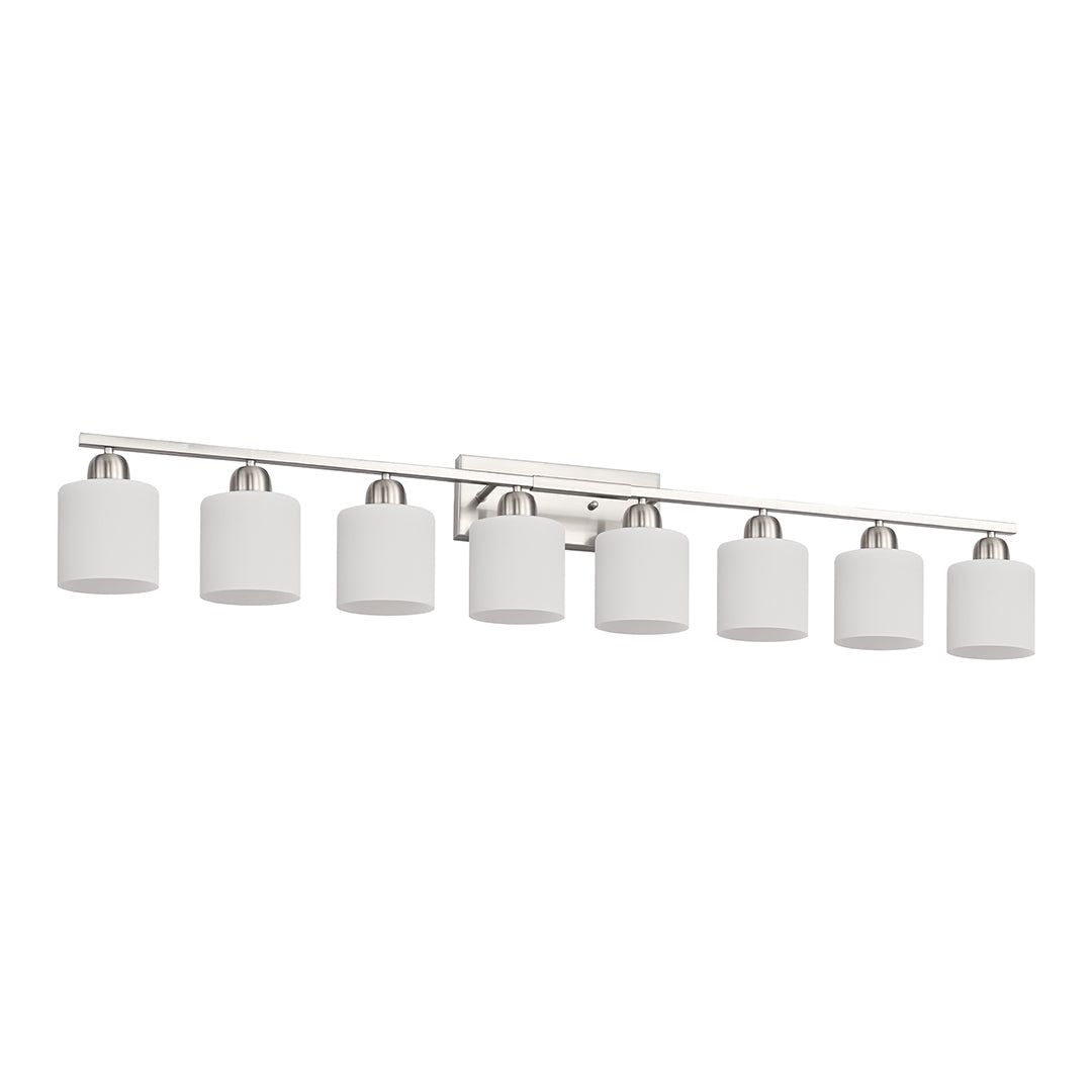 Minimalist Bathroom Vanity Light — Creamy White Glass, Metal Frame, E26, 4/5/6/8/10-Light, Matte Black / Sand Nickel / Copper