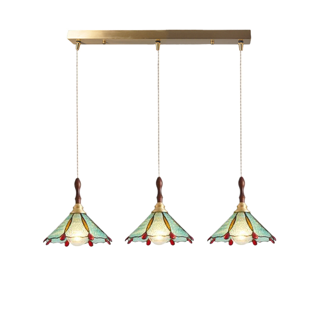 Water Ripple Glass Pendant Light — Full Copper, LED E27, 3-Step Dimming, 1- or 3-Light
