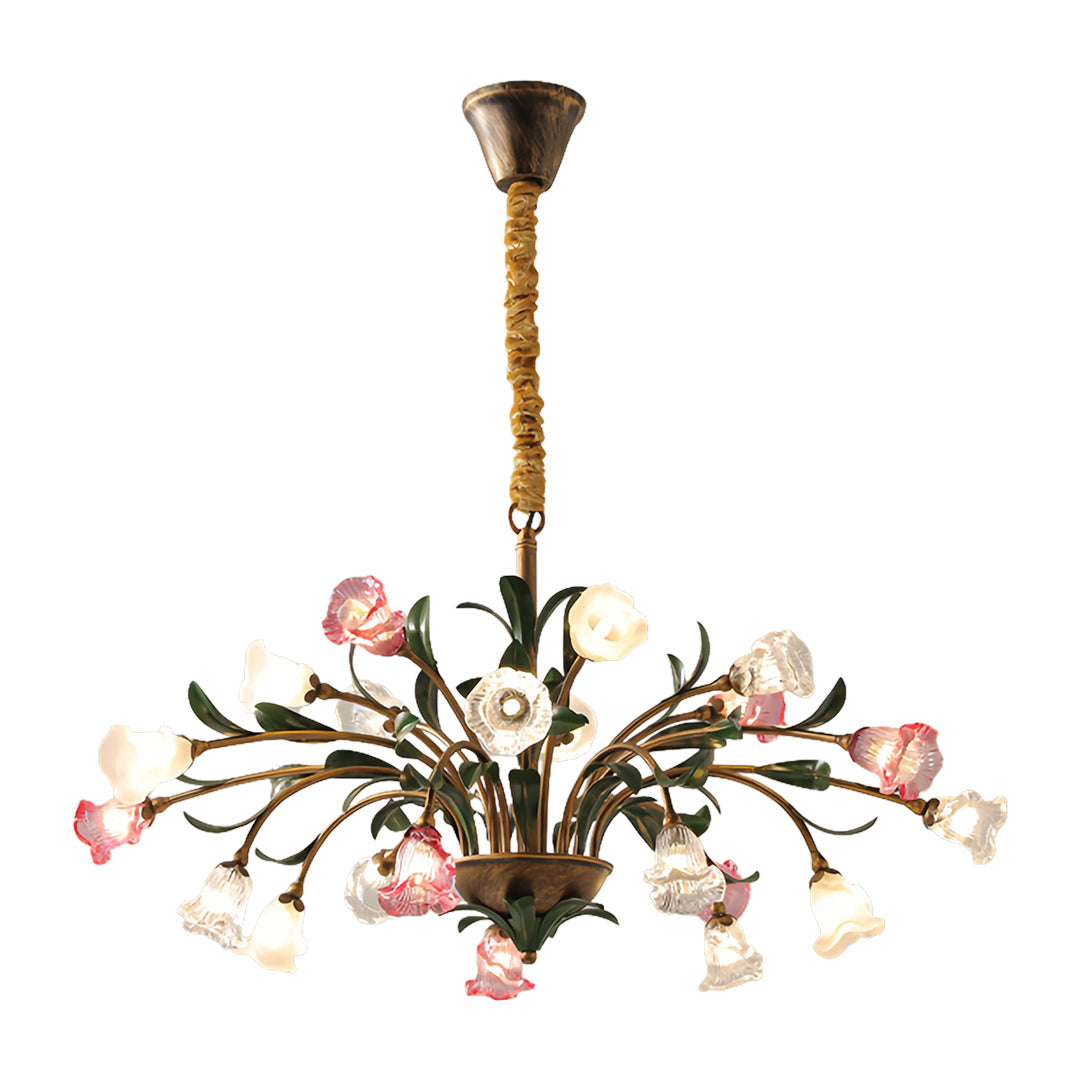 Vintage Floral Branch Chandelier — Iron and Glass, G4 3-Step Dimming, 12 to 35-Head