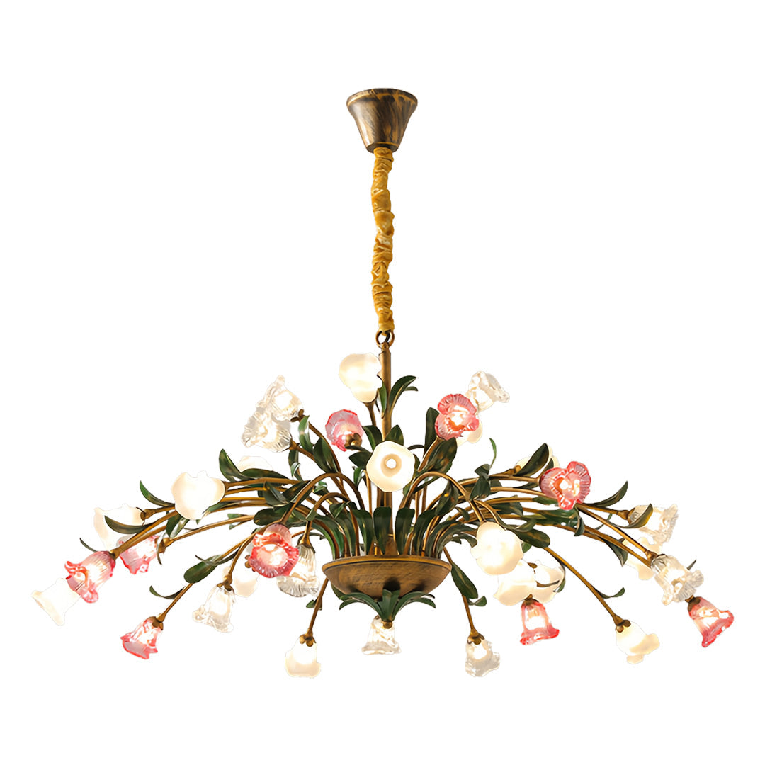 Vintage Floral Branch Chandelier — Iron and Glass, G4 3-Step Dimming, 12 to 35-Head