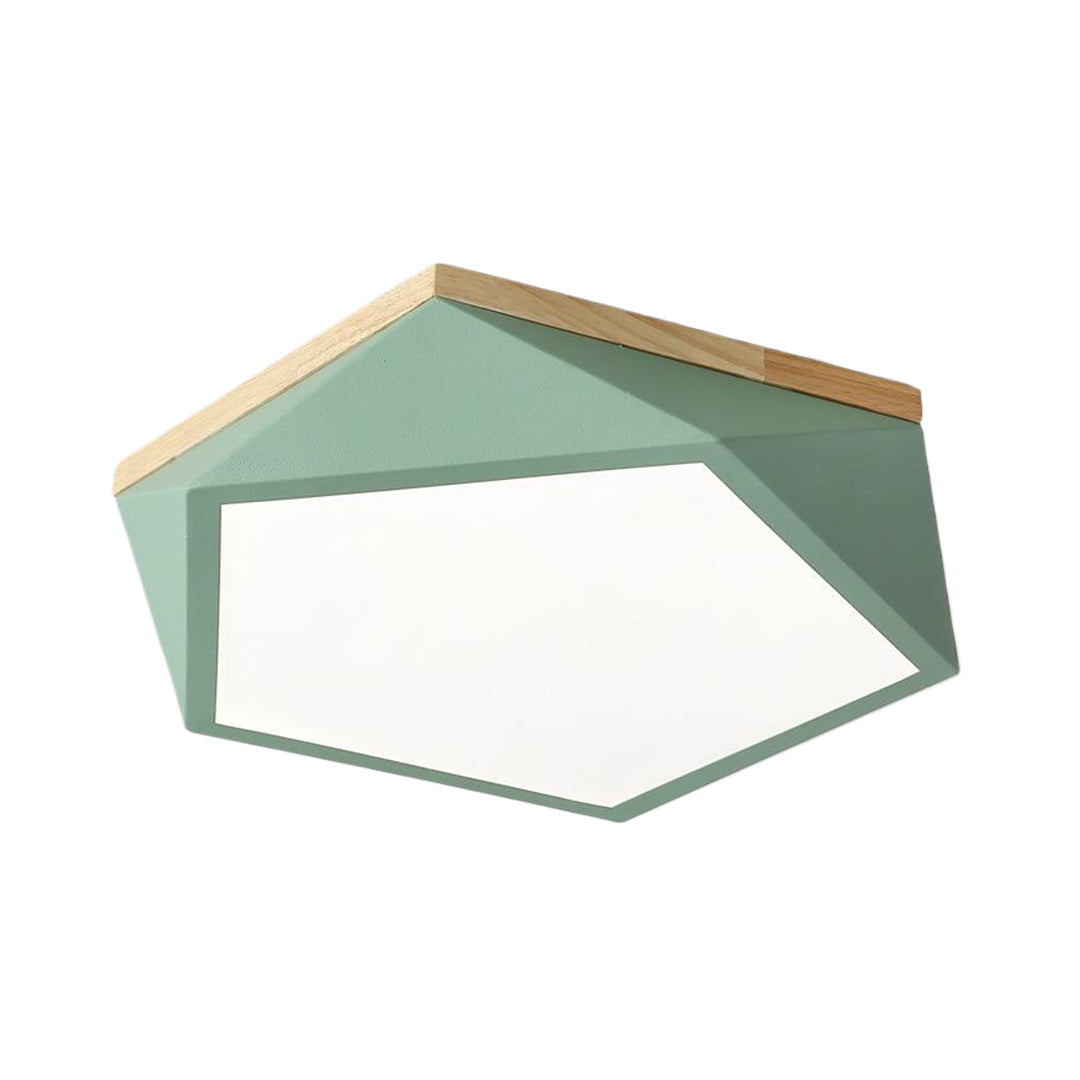 Geometric LED Flush-Mount Ceiling Light — Iron Frame, Acrylic Shade, Three-Color Dimming, 24W / 36W, 42cm / 52cm
