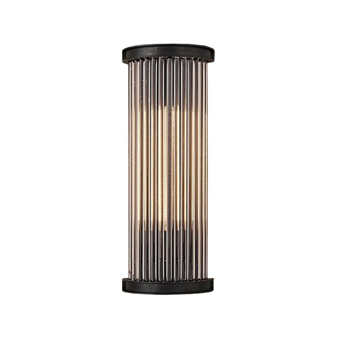 Vintage Semi-Circular Glass Rod Wall Sconce — Black Iron, LED 3000K, 1-Light