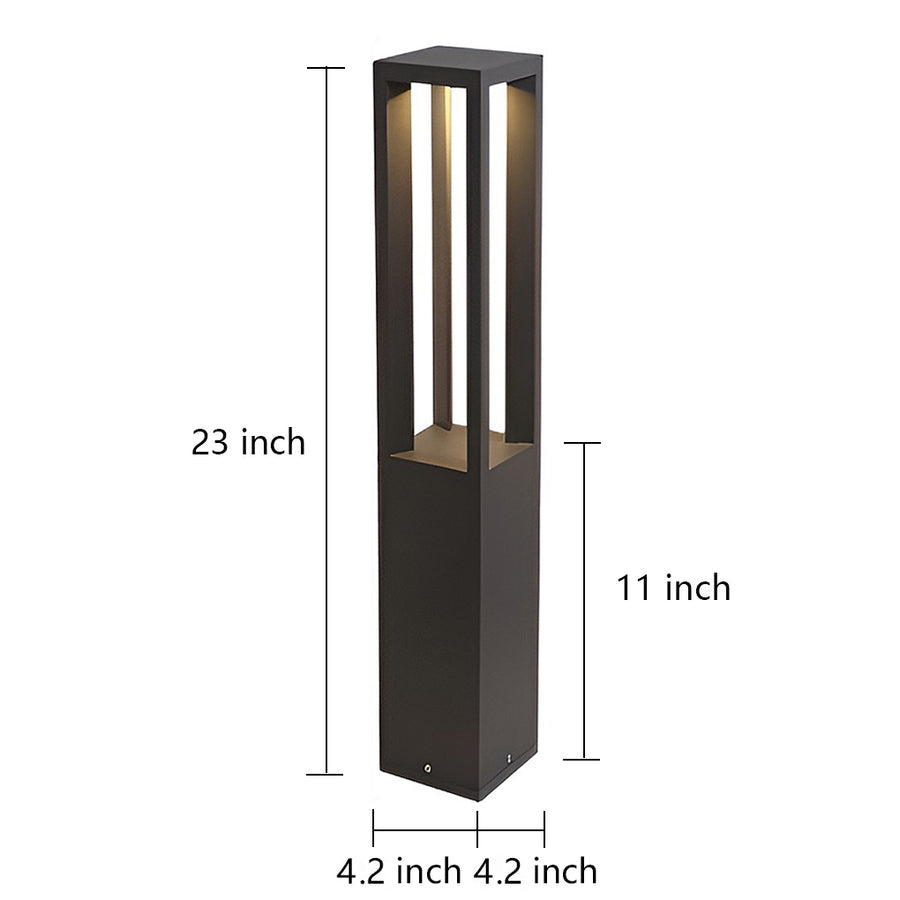 7w black aluminum led landscape bollard lights with 4 beam design for your garden