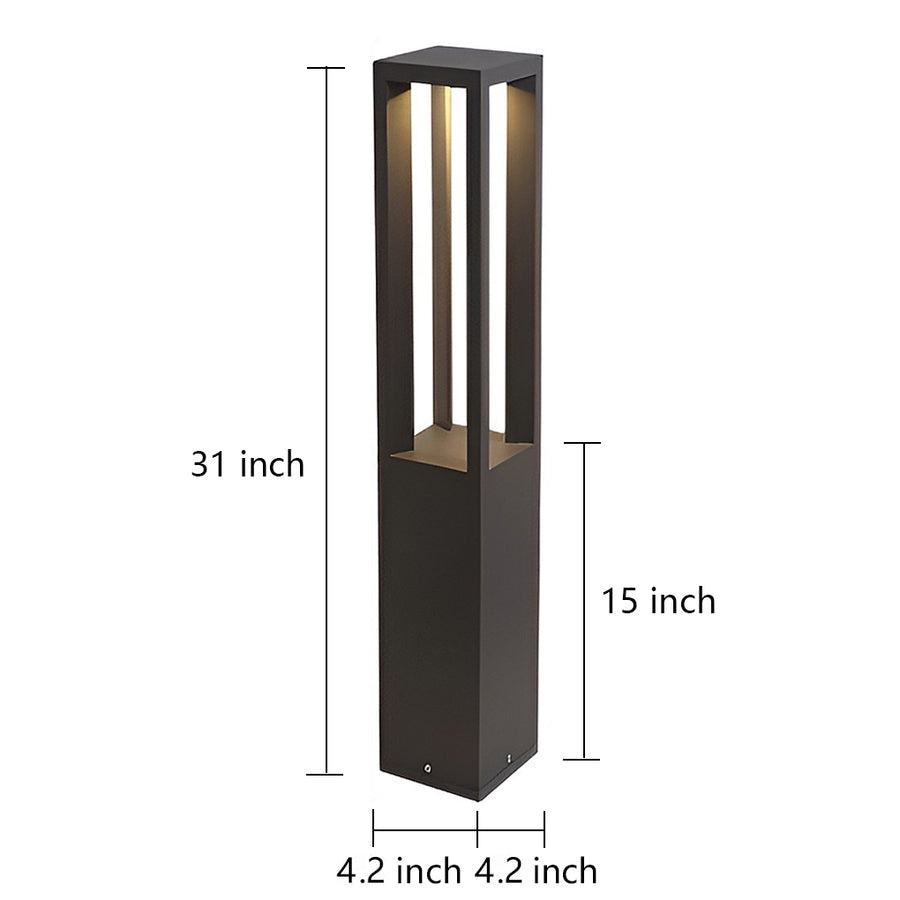 7w black aluminum led landscape bollard lights with 4 beam design for your garden