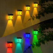 Black Solar Outdoor Wall Sconce, 2-Pack — RGB + Warm White LED, Motion Sensor, IP65 Weatherproof