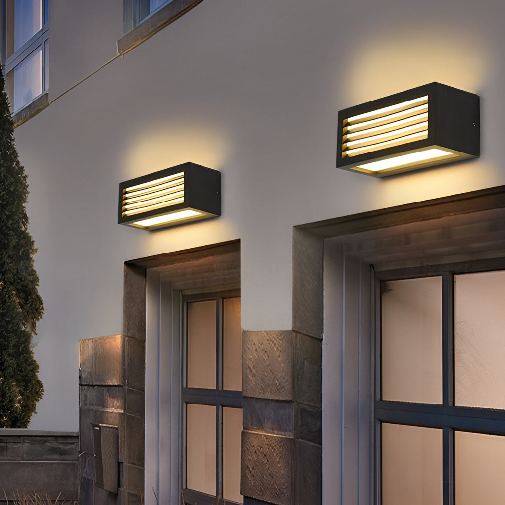 Modern Rectangular Outdoor Wall Sconce — Black Die-Cast Aluminum, 12W LED, Waterproof