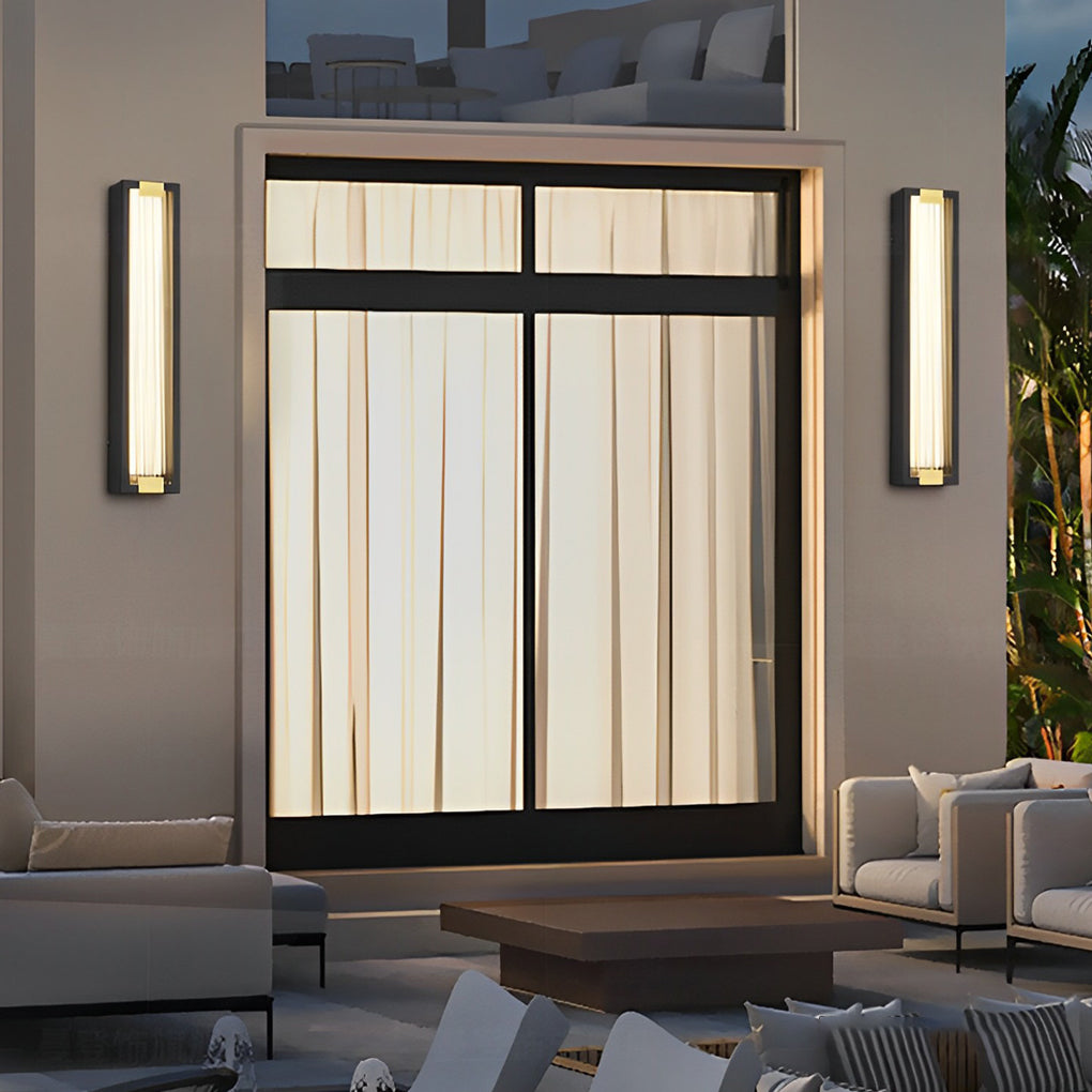 Modern Rectangular Outdoor Wall Sconce — Black Stainless Steel & Acrylic, LED 20W, 24", Waterproof, 3000K/4000K/6000K
