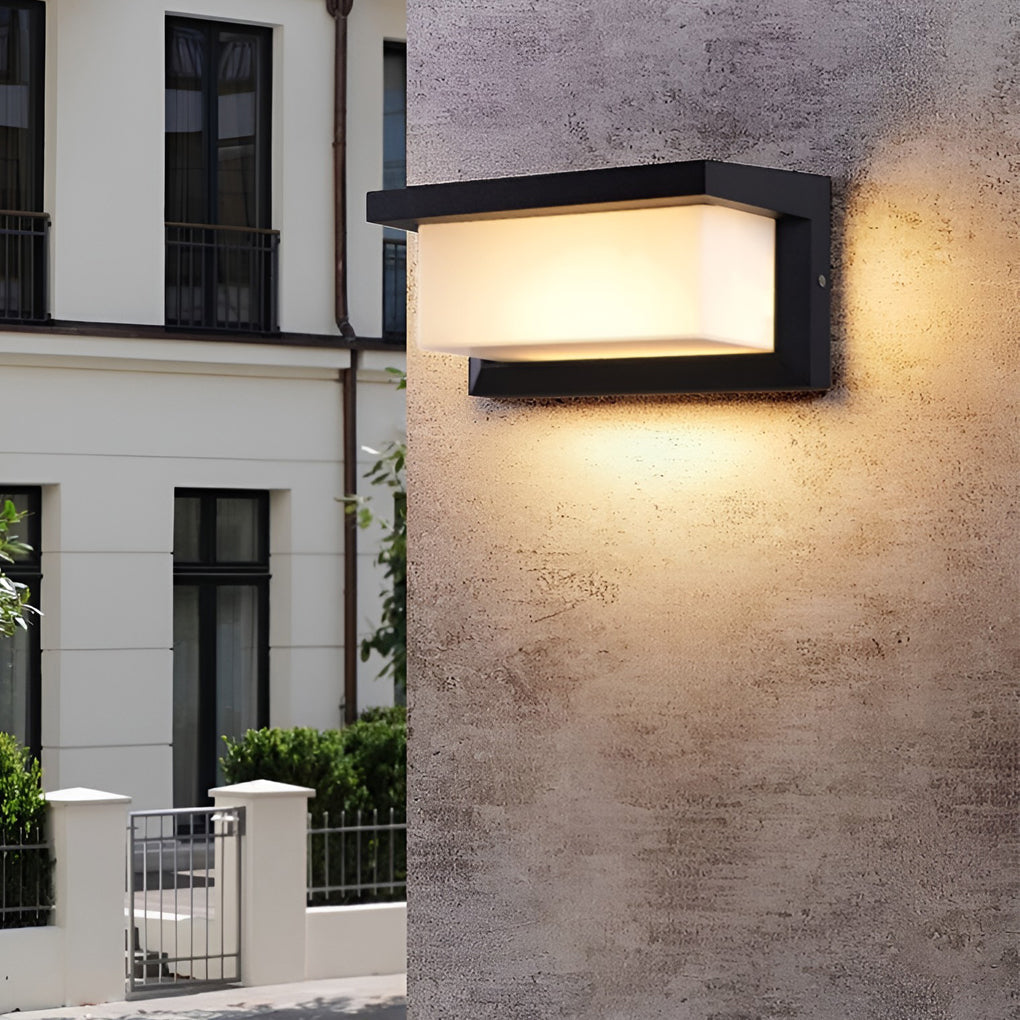Modern Black Rectangle Solar Outdoor Wall Sconce — Die-Cast Aluminum & Acrylic, 18W/30W LED, Light-Control Induction, Weatherproof