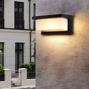 Modern Black Rectangle Solar Outdoor Wall Sconce — Die-Cast Aluminum & Acrylic, 18W/30W LED, Light-Control Induction, Weatherproof