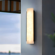 Rectangular Outdoor Wall Sconce — Black Stainless Steel with Imitation Marble Shade, LED, 12W/18W/24W, 3000K, IP65 Weatherproof