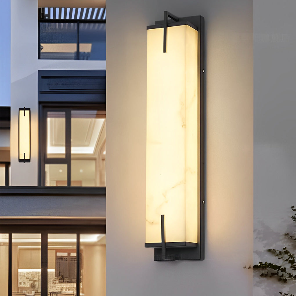 Modern Rectangular Outdoor Wall Sconce — Resin & Stainless Steel, Black, LED, 3000K/4500K/6000K, IP Weatherproof