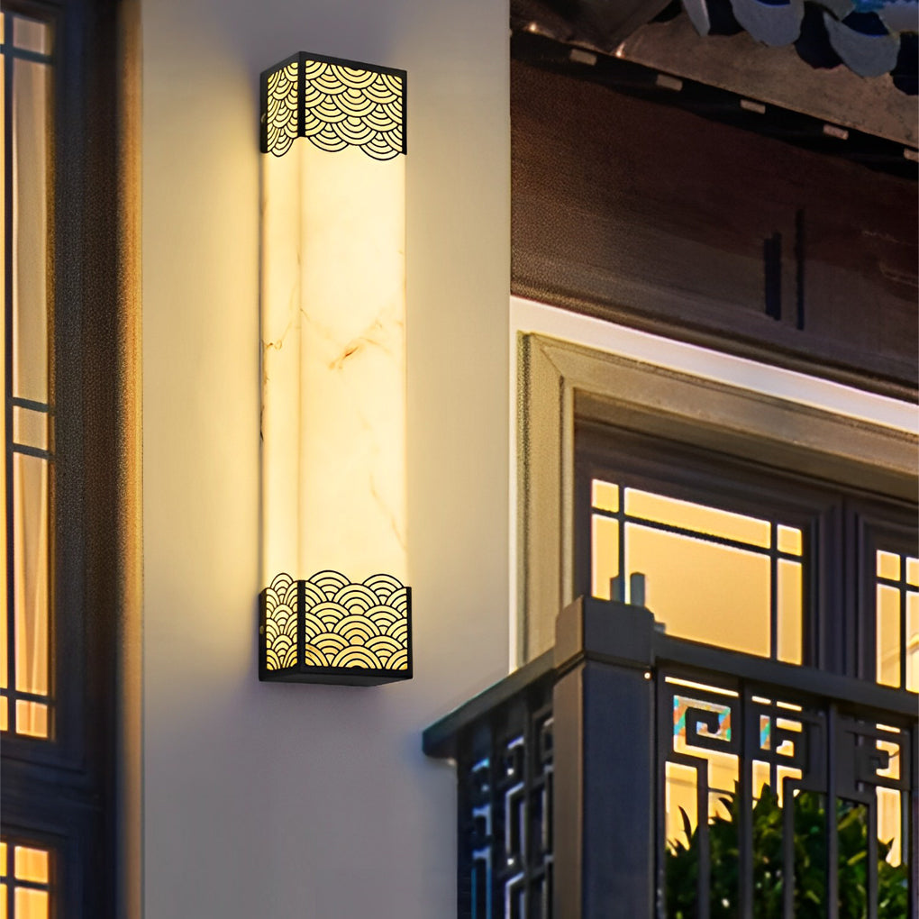 Vintage Rectangular Outdoor Wall Sconce — Stainless Steel & Resin, LED 20W, 3-Color Temperature, IP-Rated Weatherproof, 26" Height