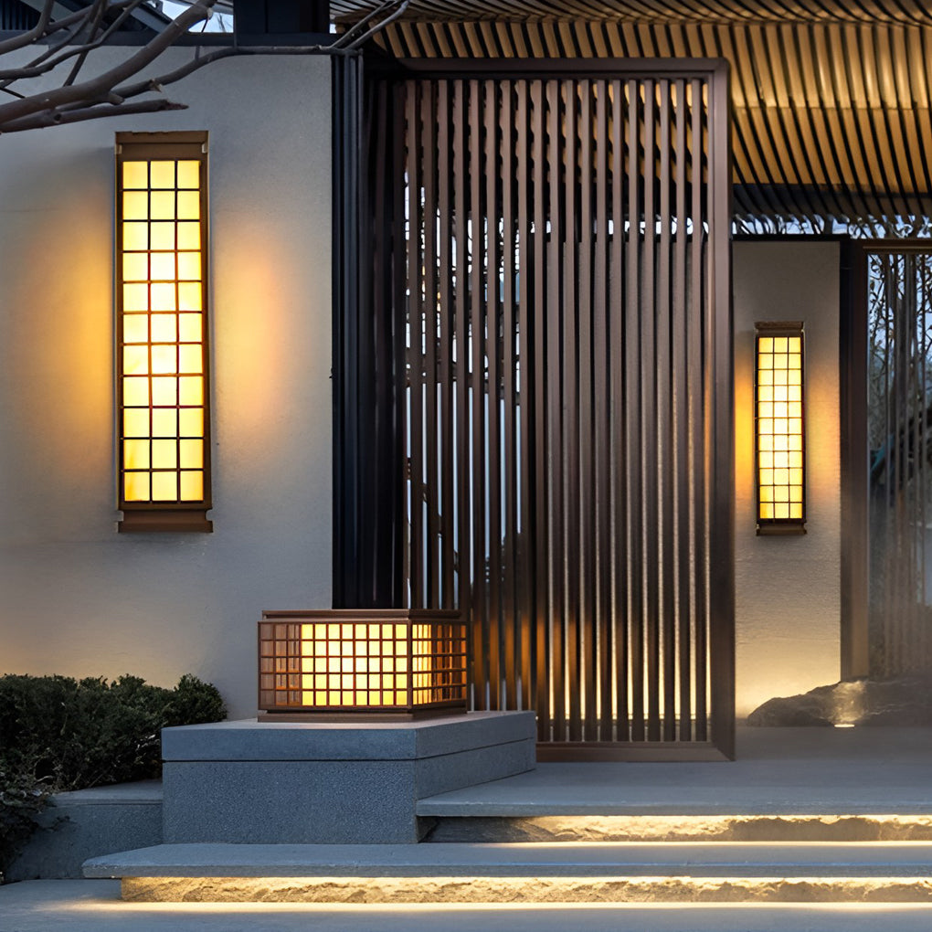 Rectangular Outdoor Wall Sconce — Stainless Steel & Imitation Marble, T5, Waterproof