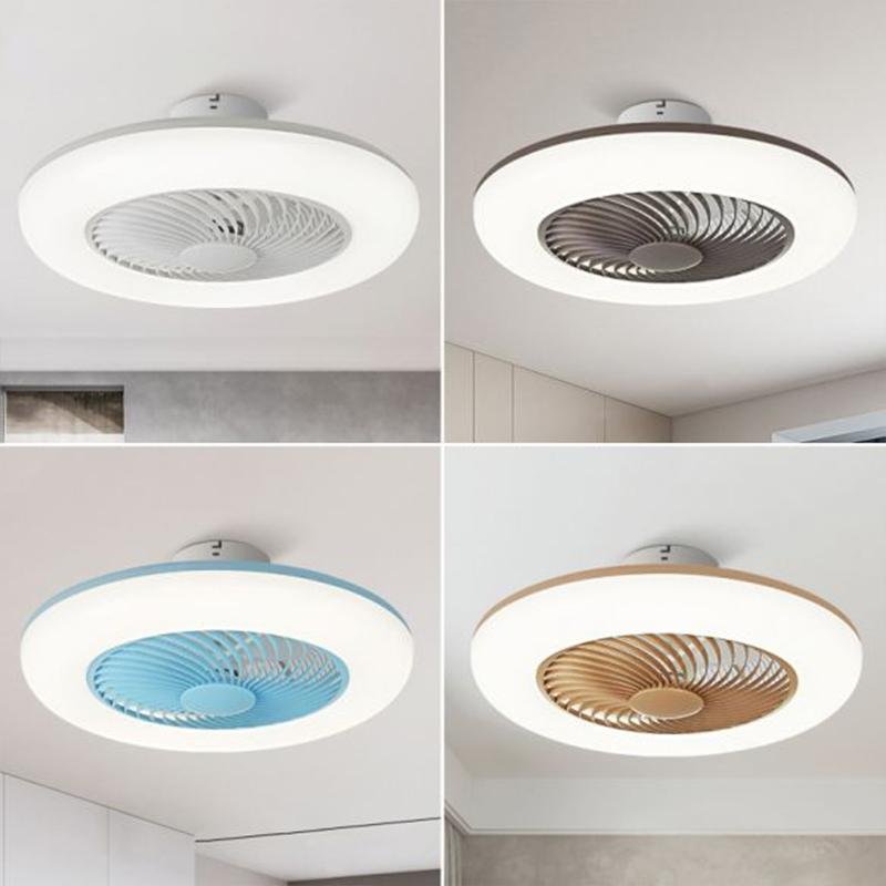 Contemporary Round Bladeless Ceiling Fans with LED Lighting for Flush Mount Installation