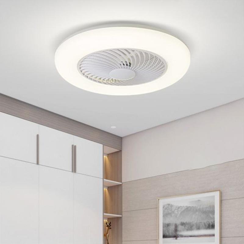 Contemporary Round Bladeless Ceiling Fans with LED Lighting for Flush Mount Installation