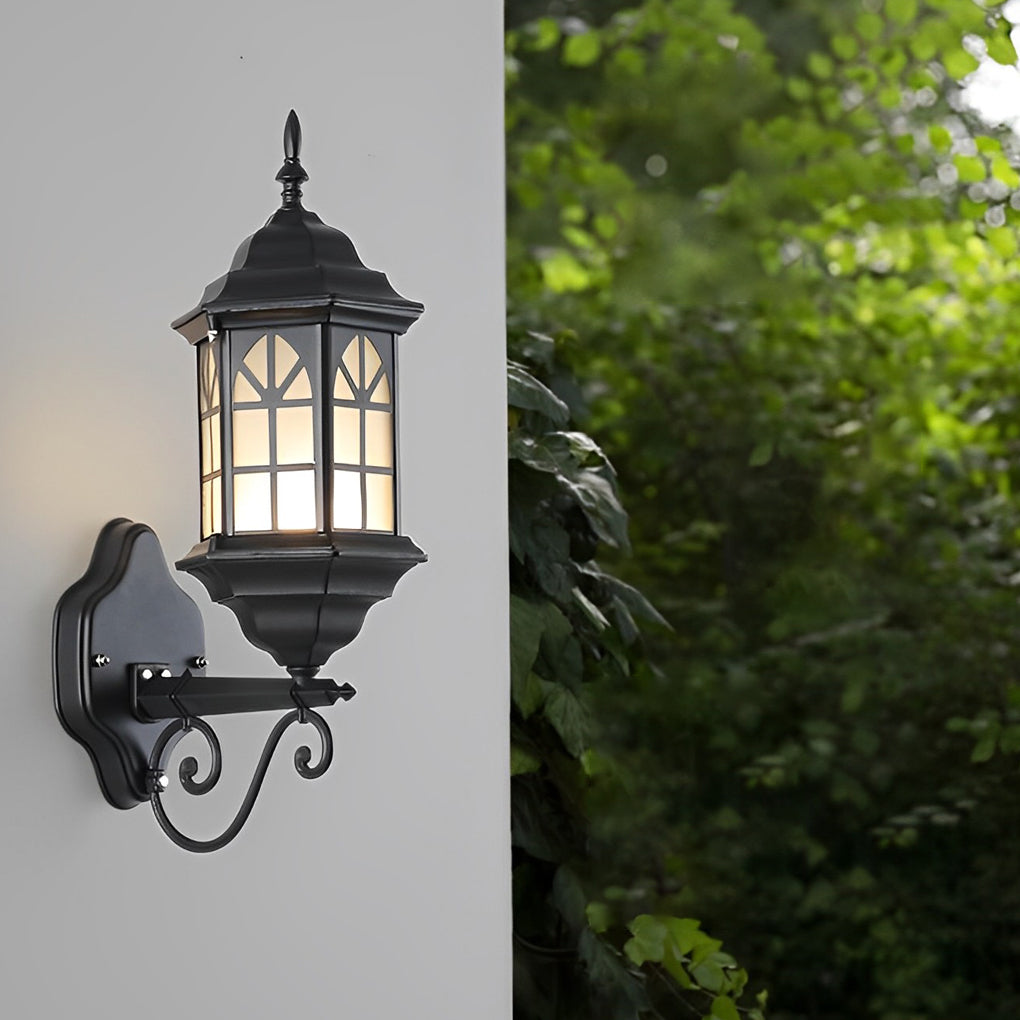 Retro Solar & Hardwired Outdoor Wall Sconce — Die-Cast Aluminum and Glass, Dimmable LED, Remote Control, IP65 Weatherproof