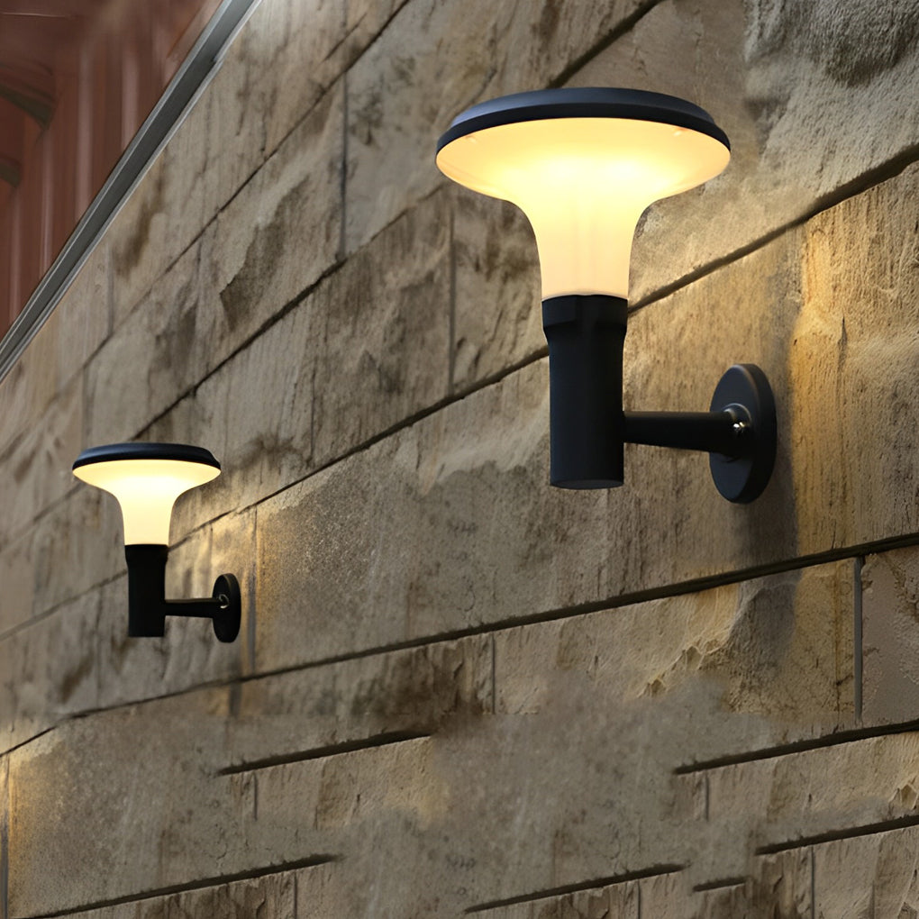 Modern Black Round Flower Solar Outdoor Wall Sconce — Aluminum, E27, IP65 Weatherproof, 10" Diameter