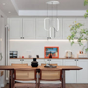 Oval Curved Multi-Light Pendant Chandelier — Aluminum, Modern Geometric, LED Dimmable, White or Black