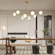 Geometric Cluster Globe Chandelier — White Glass, Black or Gold, 8-Light G9, 35" Diameter, 3000K / 6000K