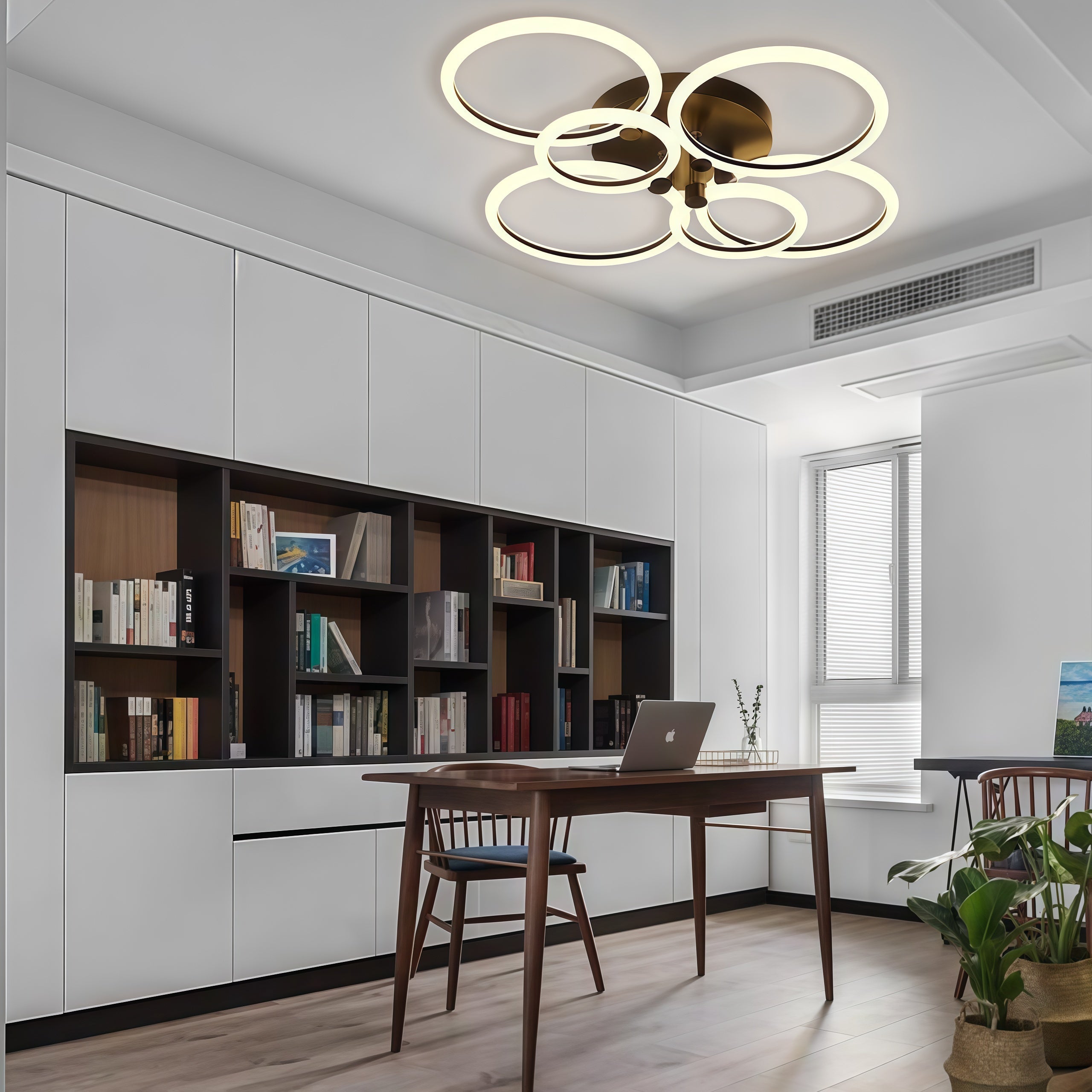 Circular Ring LED Flush-Mount Ceiling Light — Metal & Acrylic, Dimmable with Remote, 2-Light to 6-Light, 18"–30"