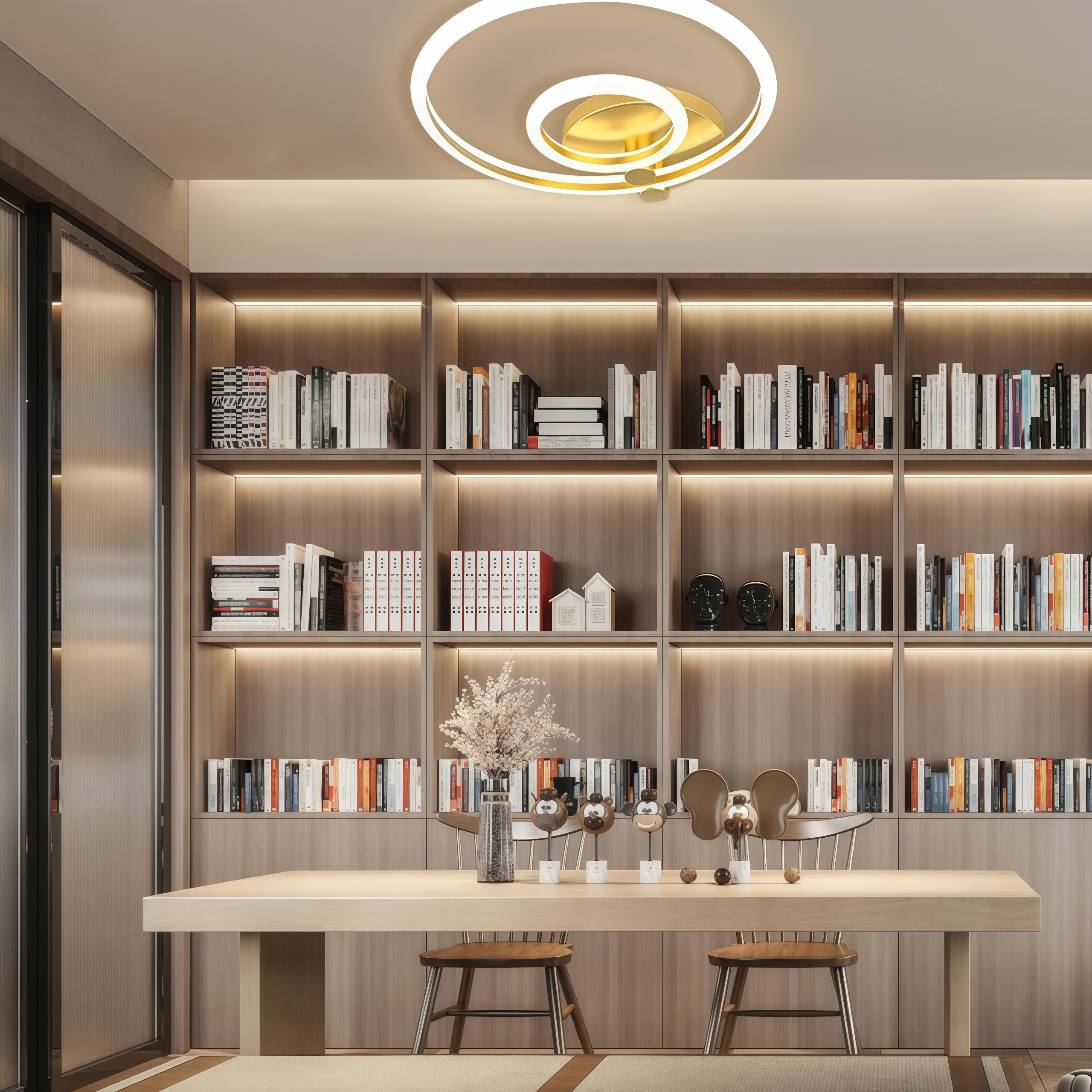 Circular Ring LED Flush-Mount Ceiling Light — Metal & Acrylic, Dimmable with Remote, 2-Light to 6-Light, 18"–30"