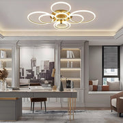 Circular Ring LED Flush-Mount Ceiling Light — Metal & Acrylic, Dimmable with Remote, 2-Light to 6-Light, 18"–30"