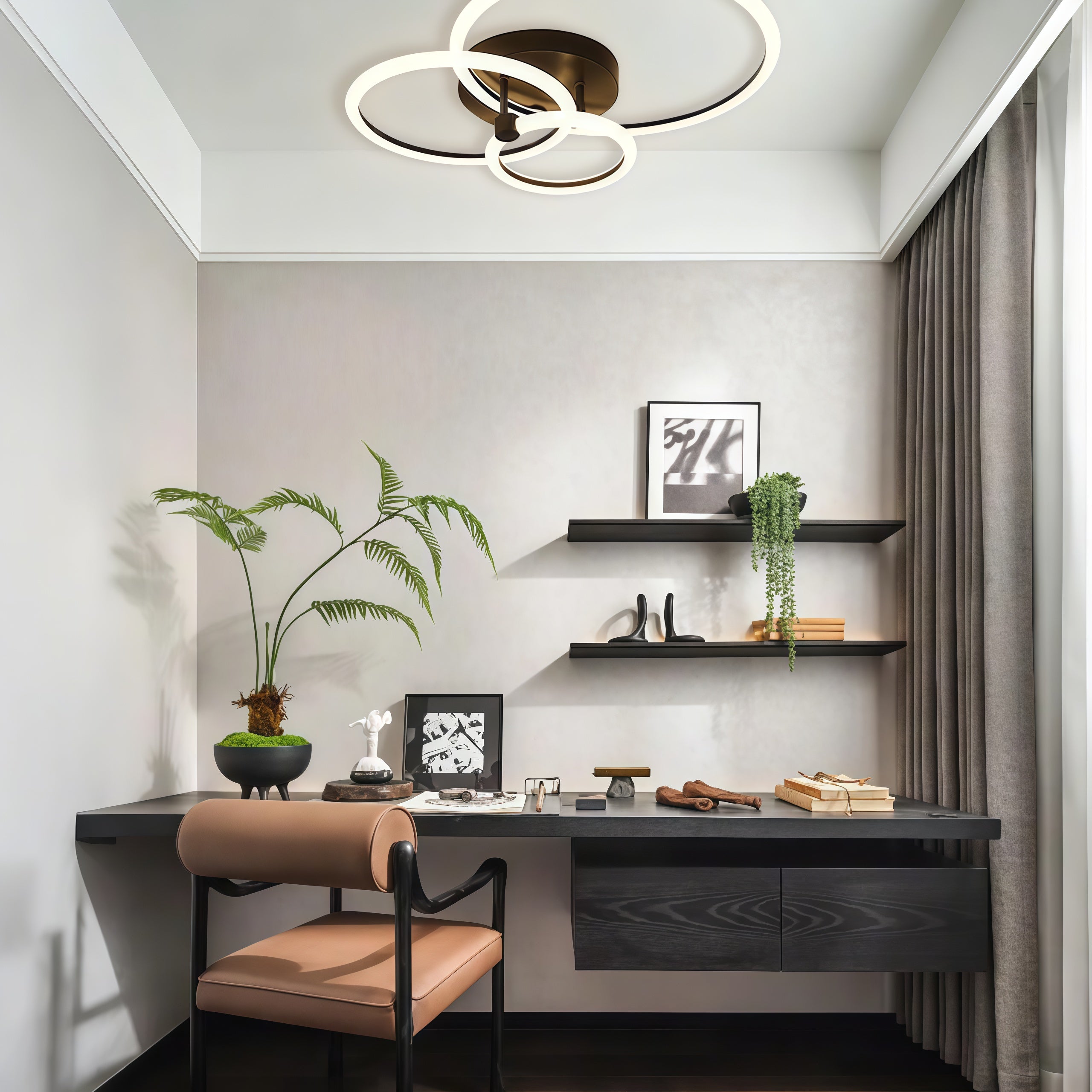Circular Ring LED Flush-Mount Ceiling Light — Metal & Acrylic, Dimmable with Remote, 2-Light to 6-Light, 18"–30"