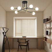 Nordic Semi-Flush Mount Chandelier with 6-Light LED Sputnik Design