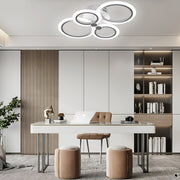 Tiered Circles Flush-Mount Ceiling Light — Aluminum & Acrylic, 2800K–7000K, 4-Light / 6-Light / 8-Light