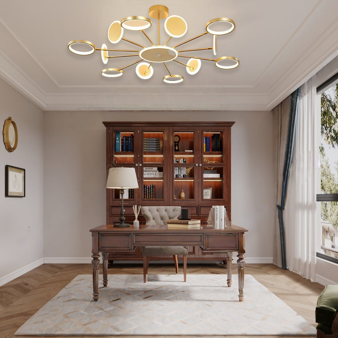 Multi-Circle Dandelion Chandelier — Acrylic and Aluminum, LED, 6/8/12-Light, 12W, 3000K/6000K, Black or Gold