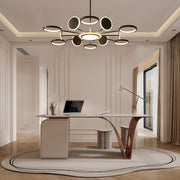Multi-Circle Dandelion Chandelier — Acrylic and Aluminum, LED, 6/8/12-Light, 12W, 3000K/6000K, Black or Gold