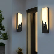 Rectangular Scenery Outdoor Wall Sconce — Stainless Steel and Imitation Marble, Black, LED Warm White, Waterproof, 19" or 25"