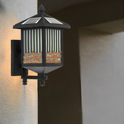 Modern Retro Outdoor Wall Sconce — Black, Die-Cast Aluminum, Frosted Glass, Solar/Wired, LED, 3-Step Dimming, Weatherproof