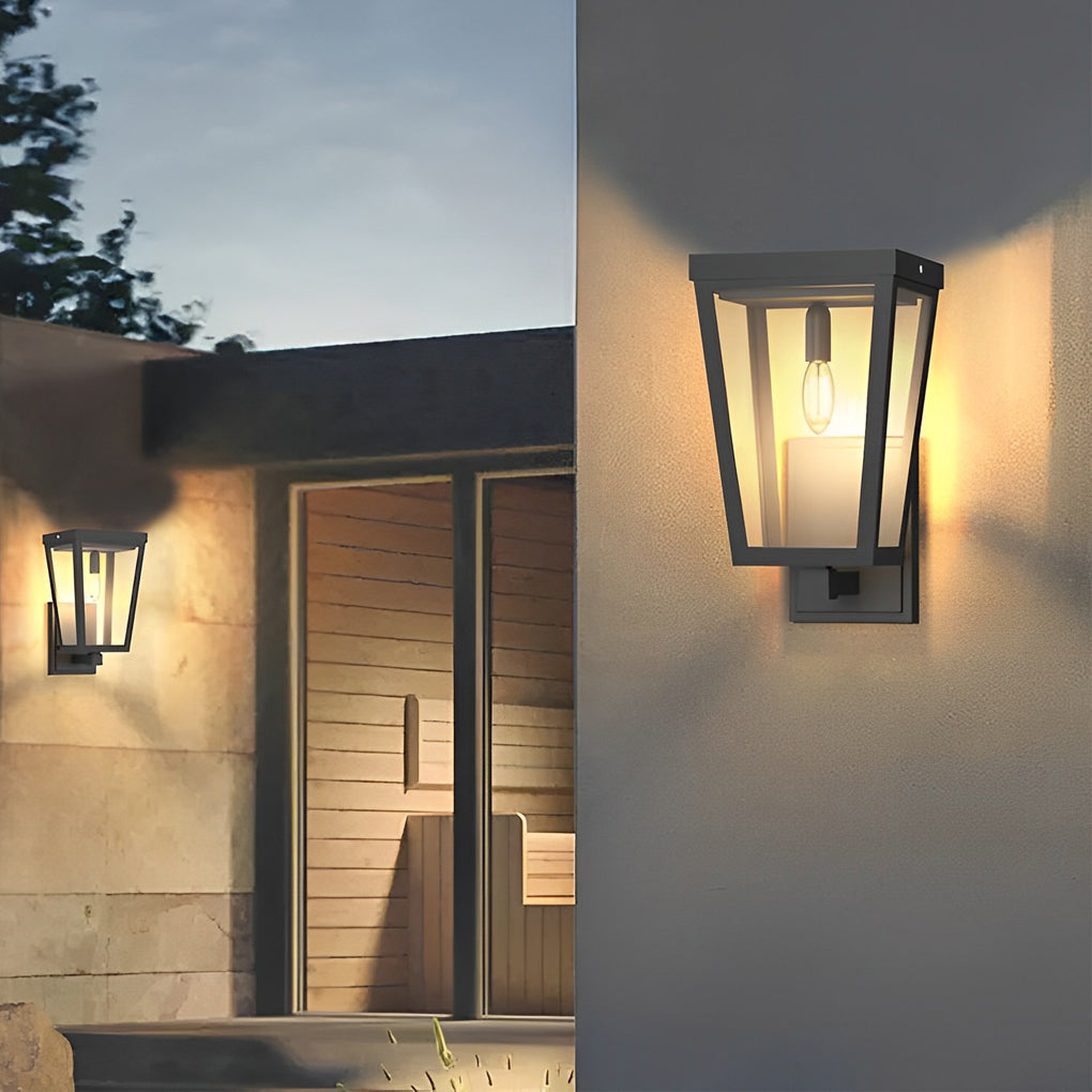 Rectangular Solar / Plug-in Outdoor Wall Sconce — Black Die-Cast Aluminum, LED 3000K, IP43