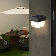 Minimalist Solar Outdoor Wall Sconce — Black Iron, LED Weatherproof, Square or Round
