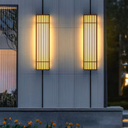 Retro Vertical Stripe Grid Outdoor Wall Sconce — Brown Stainless Steel, LED 3000K, IP65 Weatherproof, 23.6"–47.2"