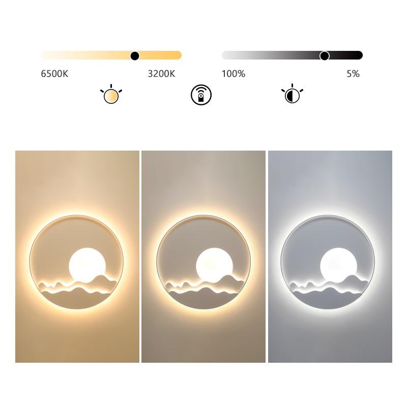 Moon Pattern LED Wall Sconce — Aluminum & PMMA, 30W, 16", Three-Step Dimming