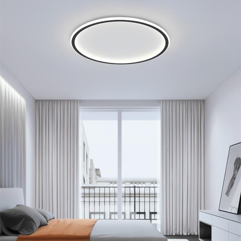 Industrial Round Black-Framed LED Flush-Mount — Aluminum, Stepless Dimming, 20" or 30"