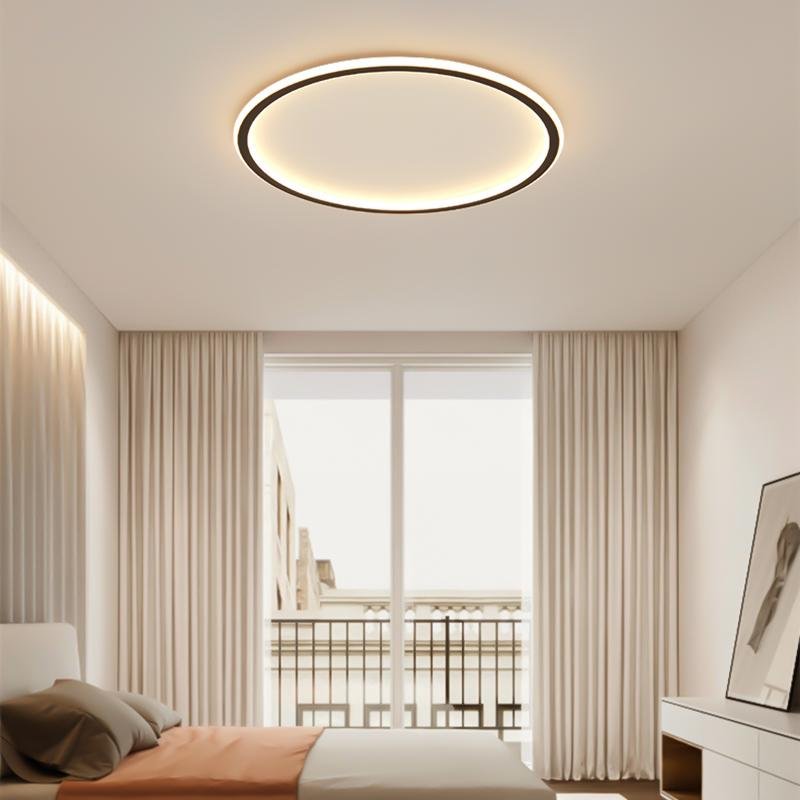 Industrial Round Black-Framed LED Flush-Mount — Aluminum, Stepless Dimming, 20" or 30"
