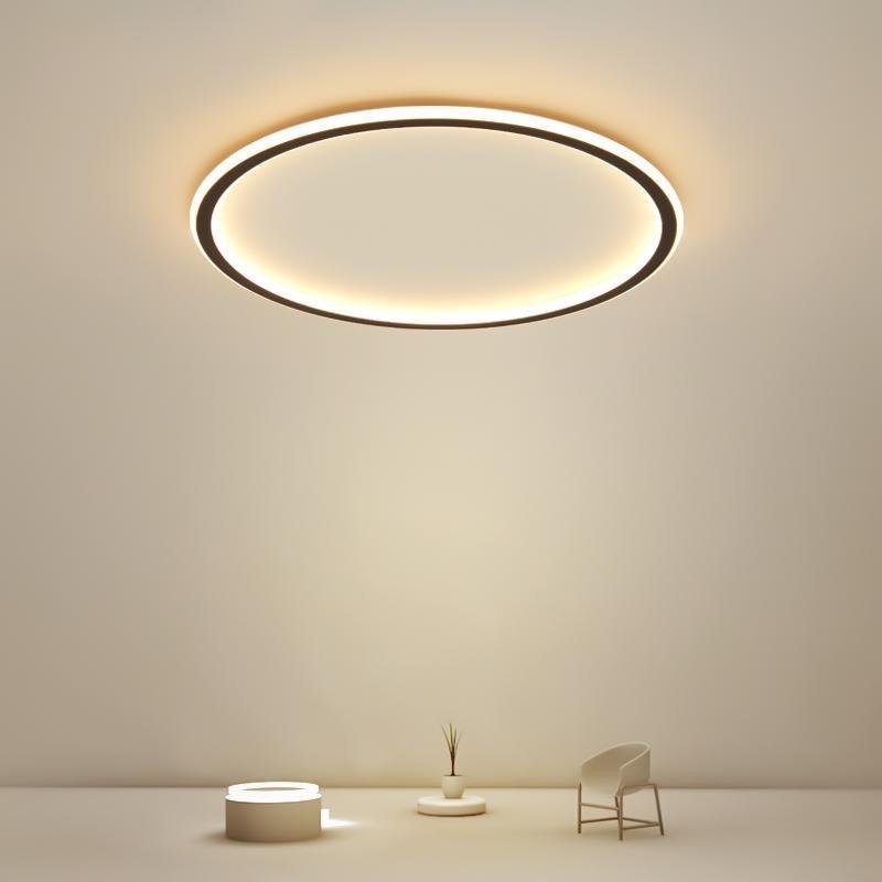 Industrial Round Black-Framed LED Flush-Mount — Aluminum, Stepless Dimming, 20" or 30"
