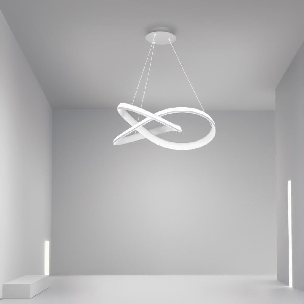 Ribbon-Style Chandelier — Aluminum, Integrated LED, Three-Color Dimming, Remote Control, 20" or 24"