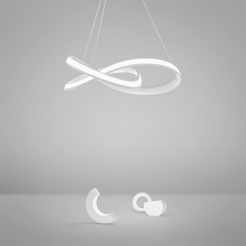 Ribbon-Style Chandelier — Aluminum, Integrated LED, Three-Color Dimming, Remote Control, 20" or 24"