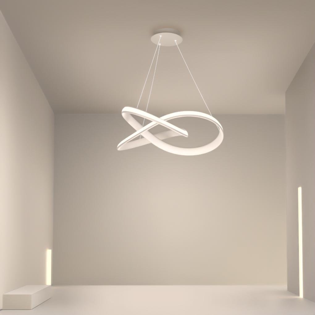 Ribbon-Style Chandelier — Aluminum, Integrated LED, Three-Color Dimming, Remote Control, 20" or 24"