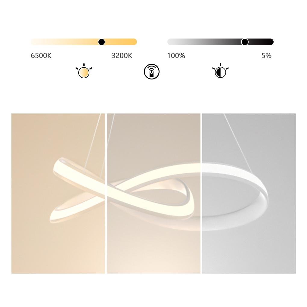 Ribbon-Style Chandelier — Aluminum, Integrated LED, Three-Color Dimming, Remote Control, 20" or 24"
